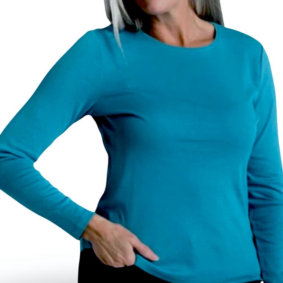Aqua Knit Long Sleeve Shirt Top By J’envie New York Size Medium